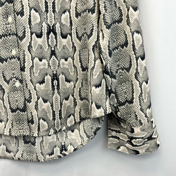 Express Womens Button Front Shirt Gray Snake Print Long Sleeve Cuff Blouse XS - Picture 8 of 11
